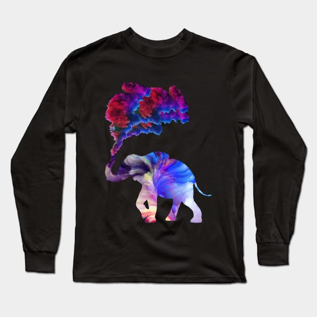 Rainbow Elephant Long Sleeve T-Shirt by amyskhaleesi